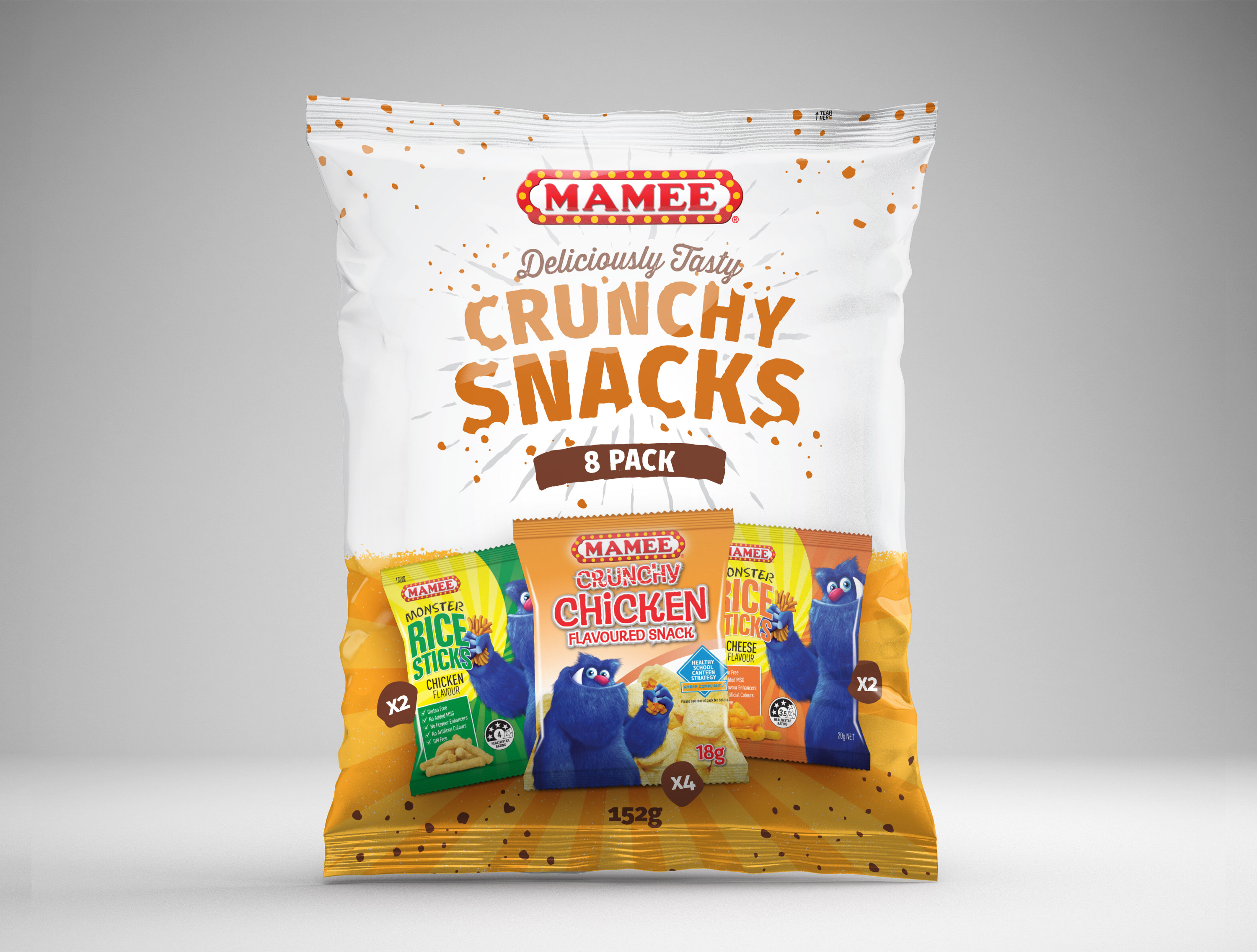 Mamee Crucnhy Snacks Packaging Design