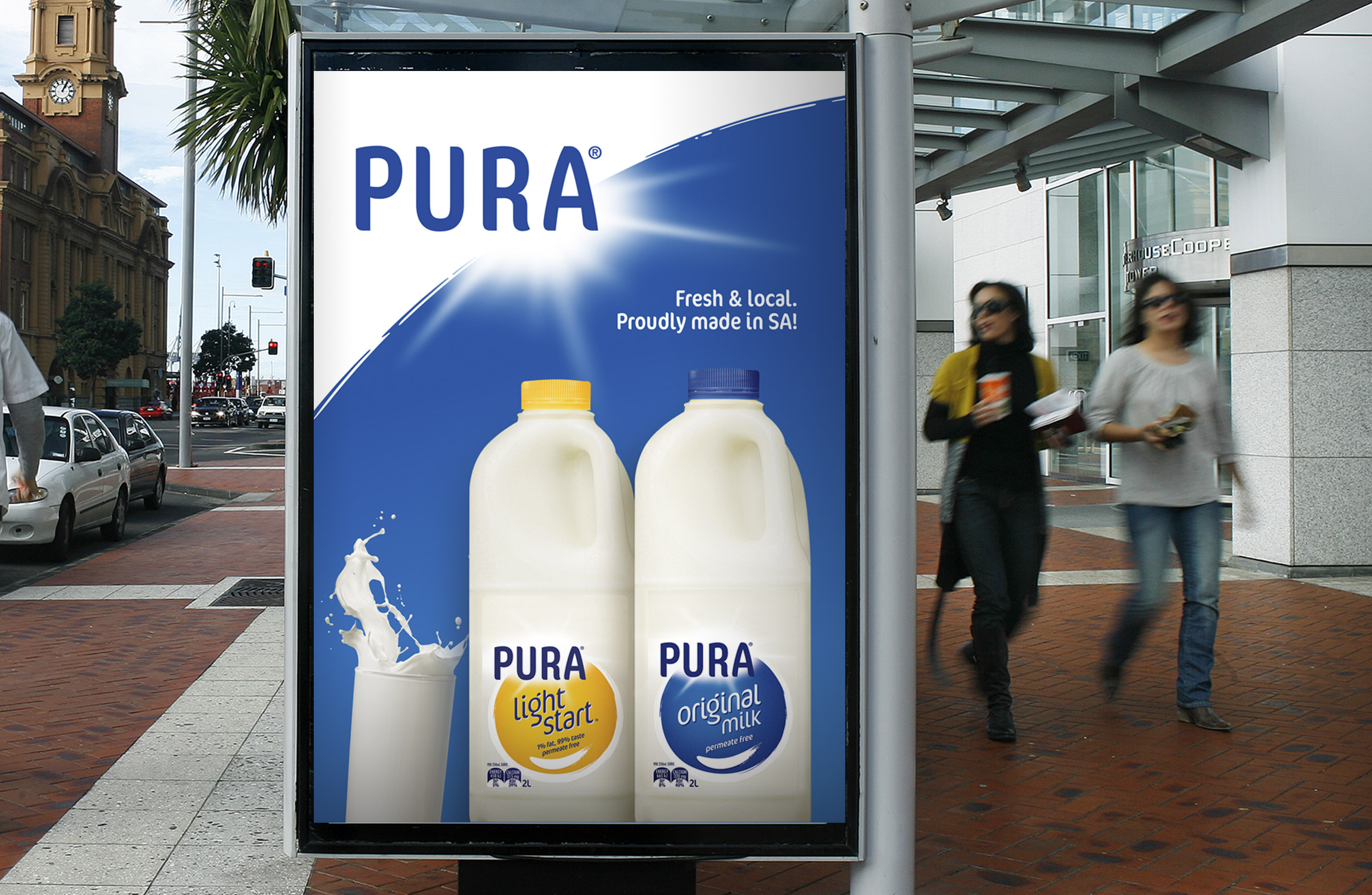 Pura Milk Outdoor Bus Stop Sign